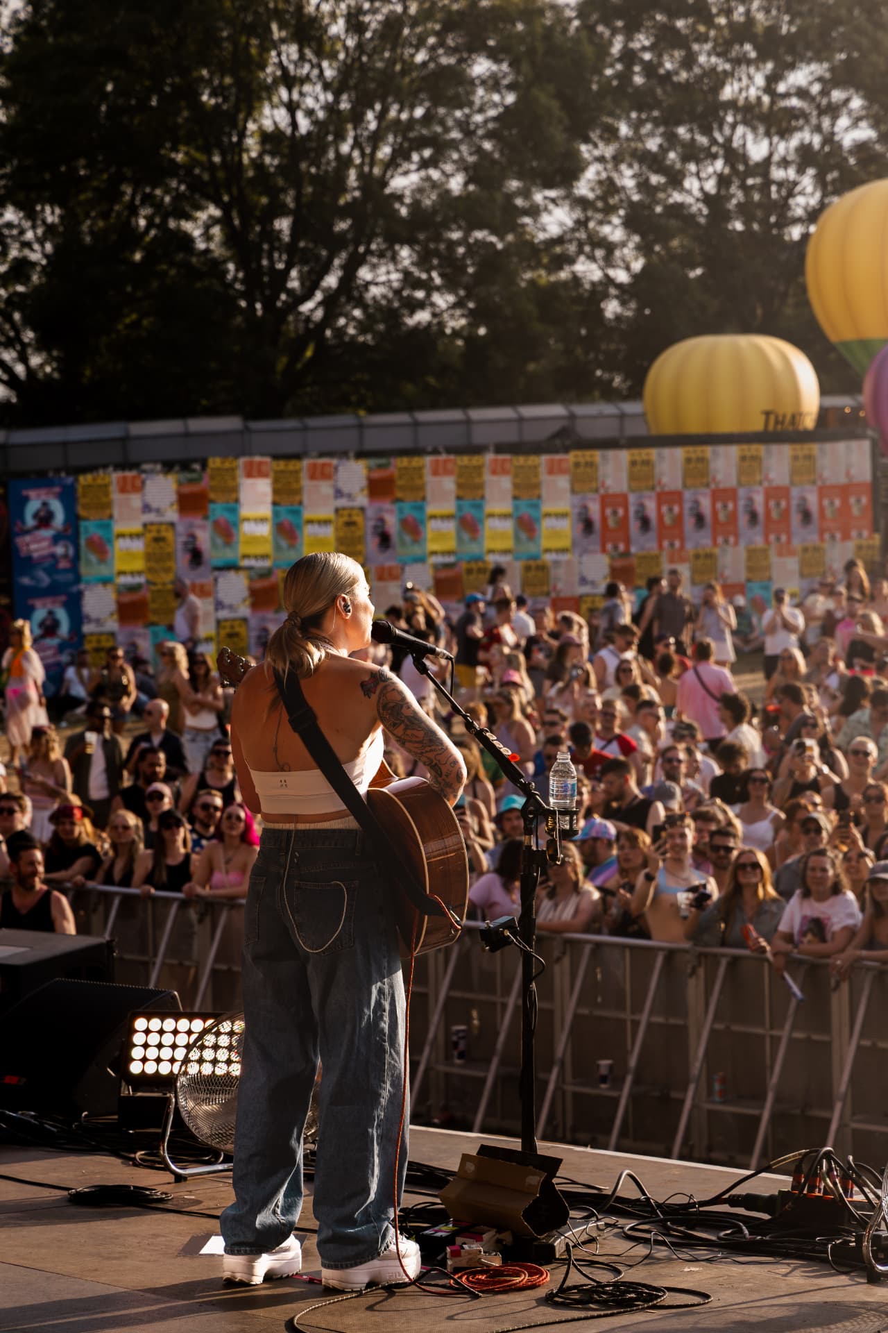 View from behind the stage over the crowd