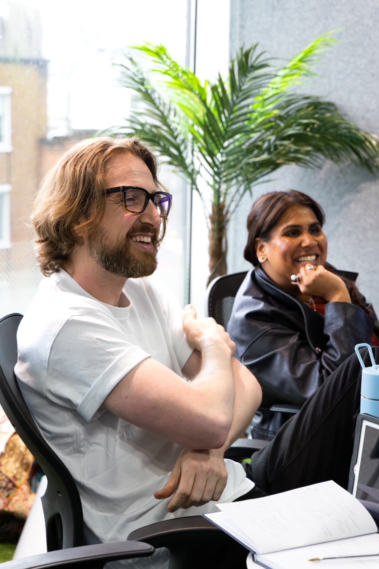 Judges laughing during a discussion